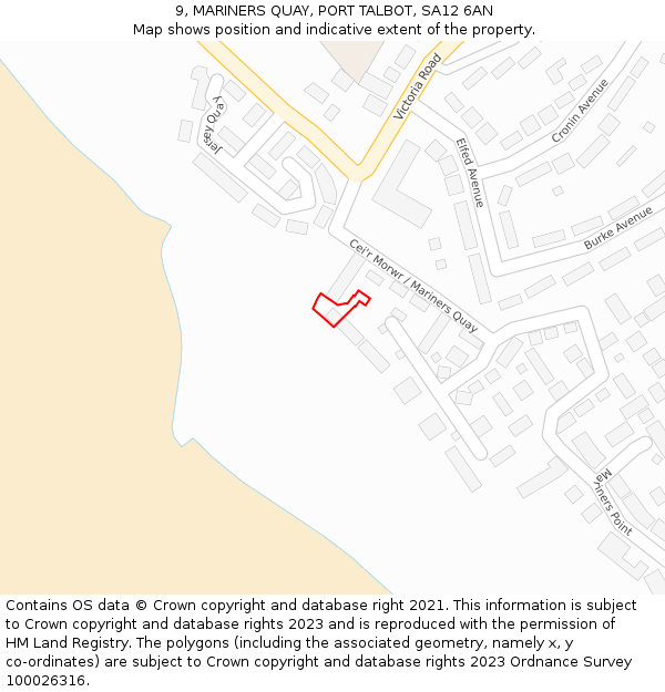 9, MARINERS QUAY, PORT TALBOT, SA12 6AN: Location map and indicative extent of plot