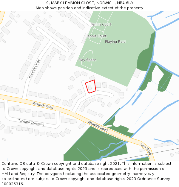 9, MARK LEMMON CLOSE, NORWICH, NR4 6UY: Location map and indicative extent of plot