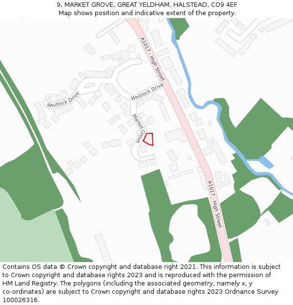 9, MARKET GROVE, GREAT YELDHAM, HALSTEAD, CO9 4EF: Location map and indicative extent of plot