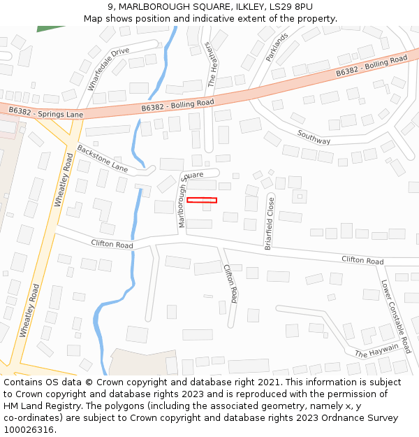 9, MARLBOROUGH SQUARE, ILKLEY, LS29 8PU: Location map and indicative extent of plot