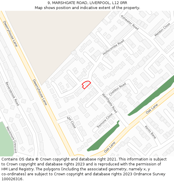 9, MARSHGATE ROAD, LIVERPOOL, L12 0RR: Location map and indicative extent of plot