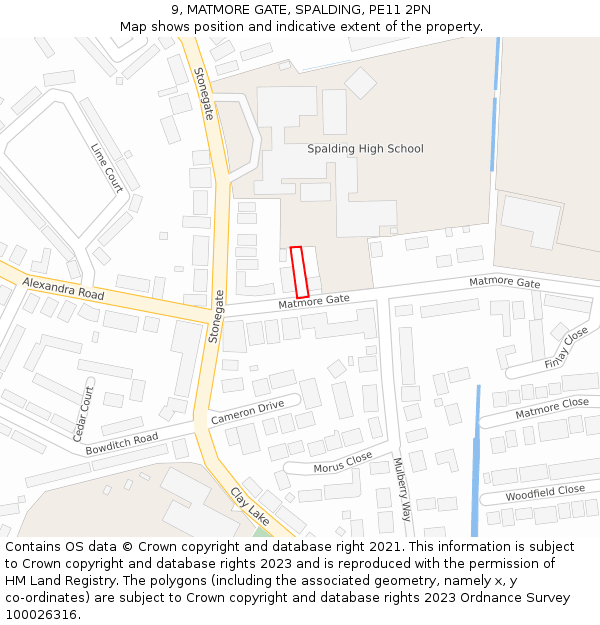 9, MATMORE GATE, SPALDING, PE11 2PN: Location map and indicative extent of plot