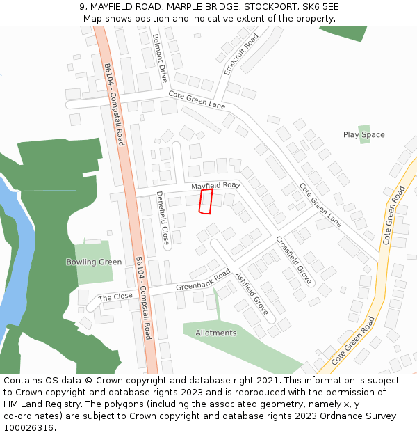 9, MAYFIELD ROAD, MARPLE BRIDGE, STOCKPORT, SK6 5EE: Location map and indicative extent of plot