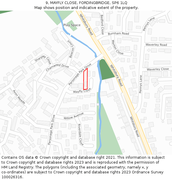 9, MAYFLY CLOSE, FORDINGBRIDGE, SP6 1LQ: Location map and indicative extent of plot