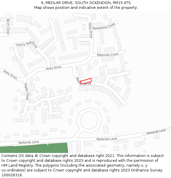 9, MEDLAR DRIVE, SOUTH OCKENDON, RM15 6TS: Location map and indicative extent of plot