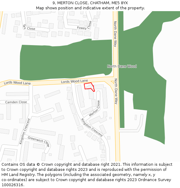 9, MERTON CLOSE, CHATHAM, ME5 8YX: Location map and indicative extent of plot