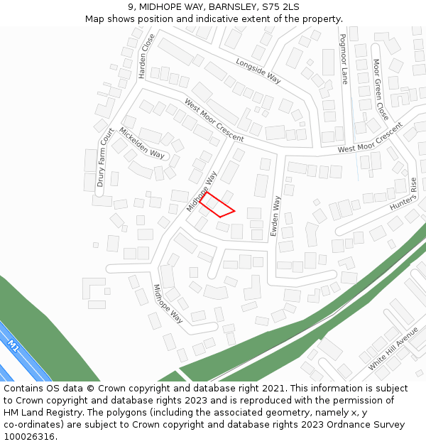 9, MIDHOPE WAY, BARNSLEY, S75 2LS: Location map and indicative extent of plot