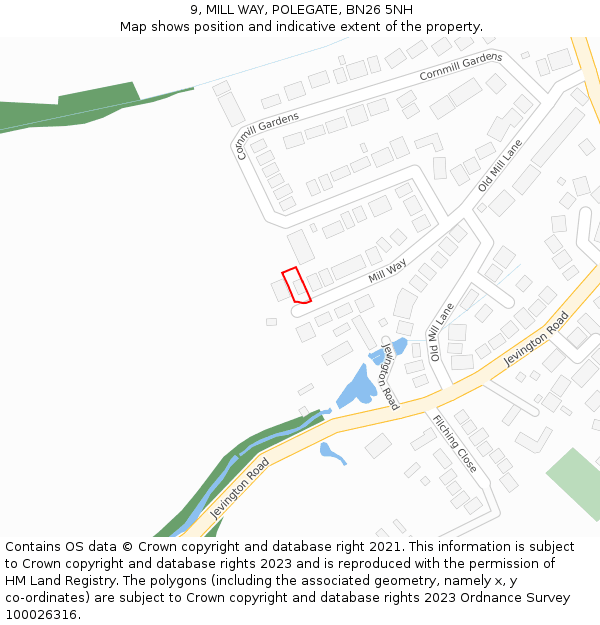 9, MILL WAY, POLEGATE, BN26 5NH: Location map and indicative extent of plot