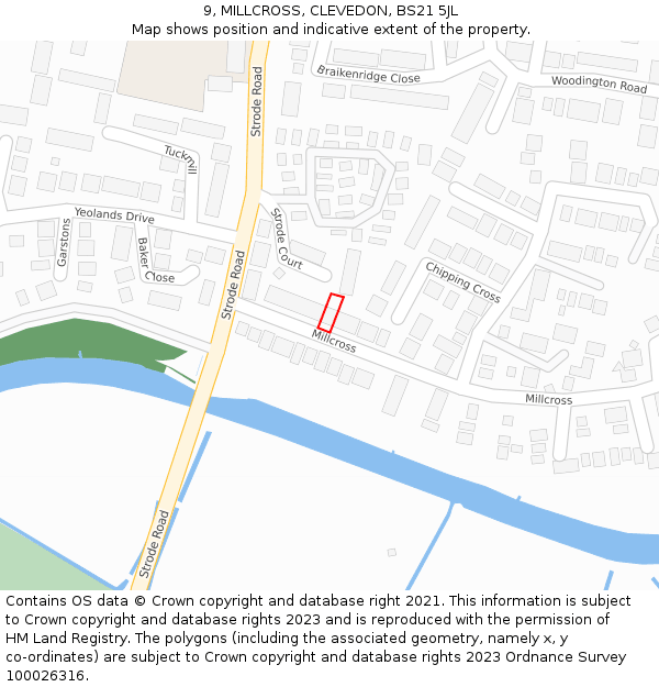 9, MILLCROSS, CLEVEDON, BS21 5JL: Location map and indicative extent of plot