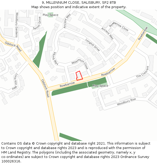 9, MILLENNIUM CLOSE, SALISBURY, SP2 8TB: Location map and indicative extent of plot