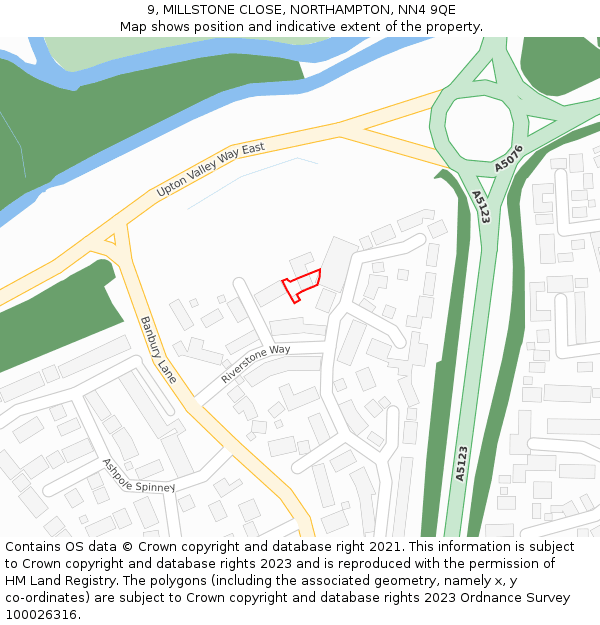 9, MILLSTONE CLOSE, NORTHAMPTON, NN4 9QE: Location map and indicative extent of plot