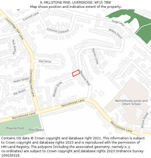 9, MILLSTONE RISE, LIVERSEDGE, WF15 7BW: Location map and indicative extent of plot
