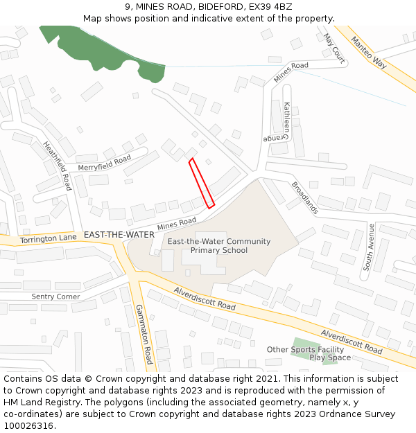 9, MINES ROAD, BIDEFORD, EX39 4BZ: Location map and indicative extent of plot