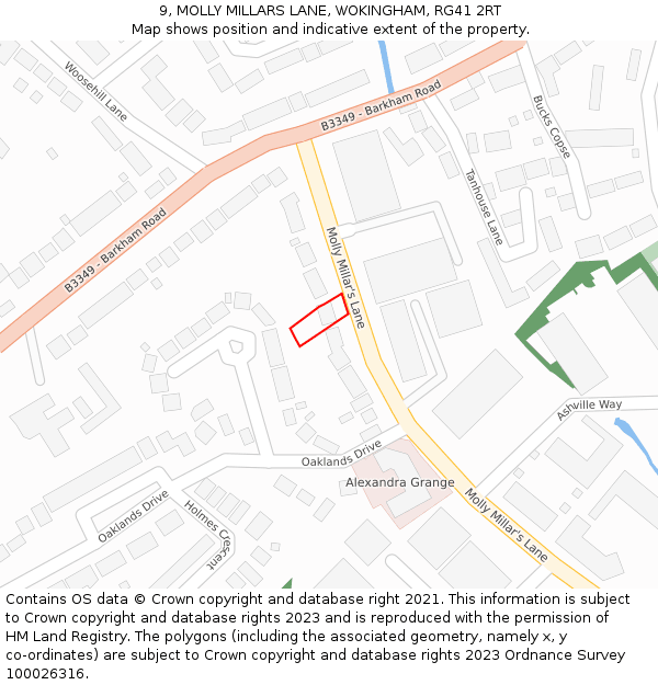 9, MOLLY MILLARS LANE, WOKINGHAM, RG41 2RT: Location map and indicative extent of plot