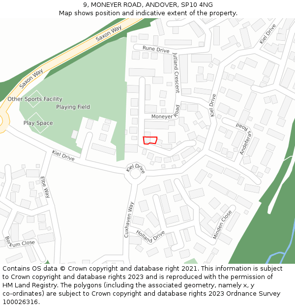 9, MONEYER ROAD, ANDOVER, SP10 4NG: Location map and indicative extent of plot