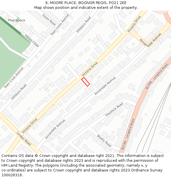 9, MOORE PLACE, BOGNOR REGIS, PO21 2EE: Location map and indicative extent of plot