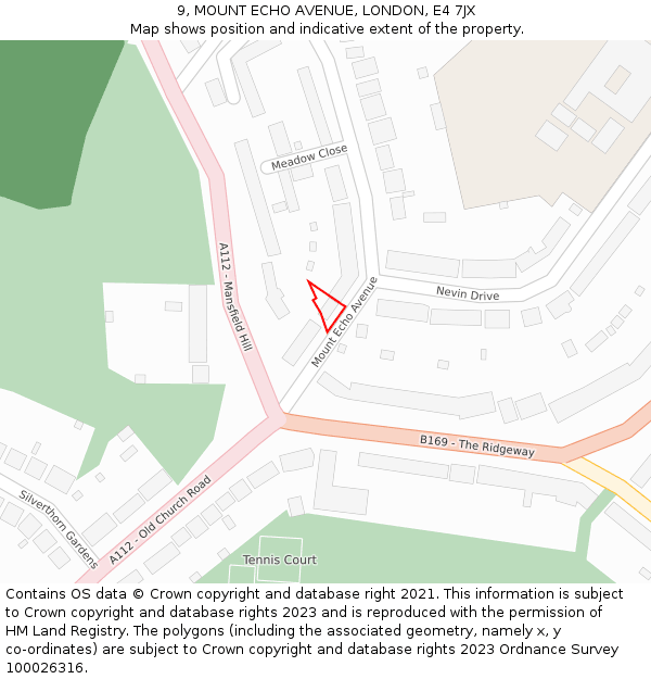 9, MOUNT ECHO AVENUE, LONDON, E4 7JX: Location map and indicative extent of plot