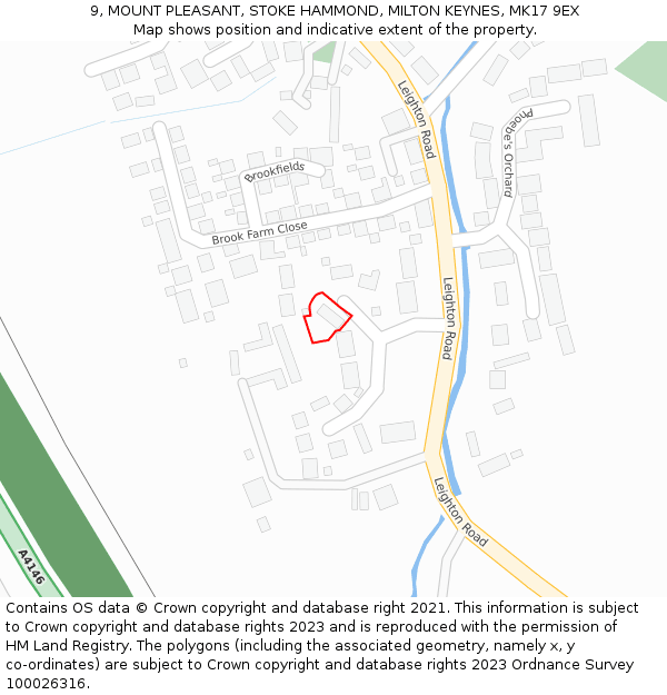 9, MOUNT PLEASANT, STOKE HAMMOND, MILTON KEYNES, MK17 9EX: Location map and indicative extent of plot