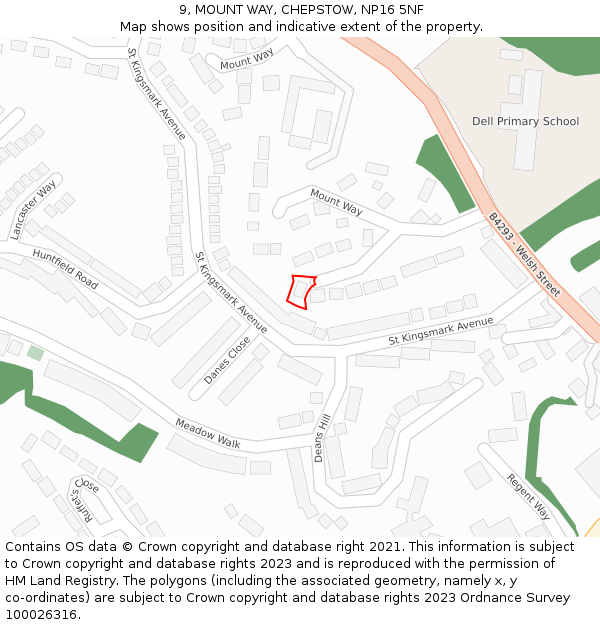 9, MOUNT WAY, CHEPSTOW, NP16 5NF: Location map and indicative extent of plot