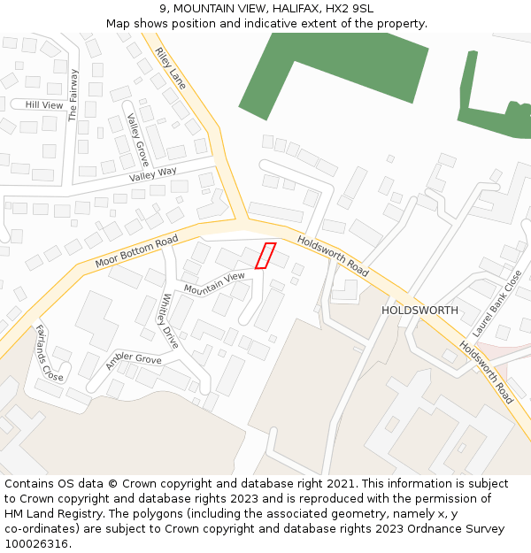 9, MOUNTAIN VIEW, HALIFAX, HX2 9SL: Location map and indicative extent of plot