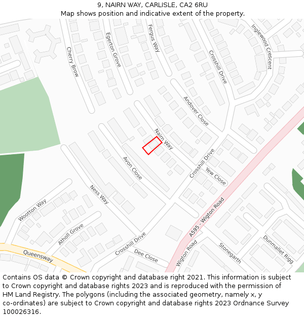 9, NAIRN WAY, CARLISLE, CA2 6RU: Location map and indicative extent of plot