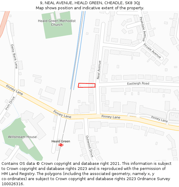 9, NEAL AVENUE, HEALD GREEN, CHEADLE, SK8 3QJ: Location map and indicative extent of plot