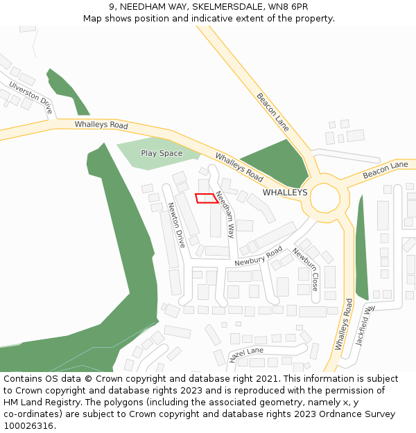 9, NEEDHAM WAY, SKELMERSDALE, WN8 6PR: Location map and indicative extent of plot