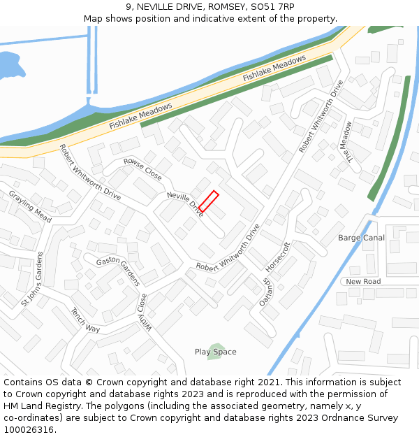 9, NEVILLE DRIVE, ROMSEY, SO51 7RP: Location map and indicative extent of plot