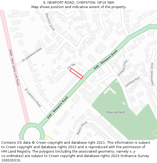 9, NEWPORT ROAD, CHEPSTOW, NP16 5BA: Location map and indicative extent of plot