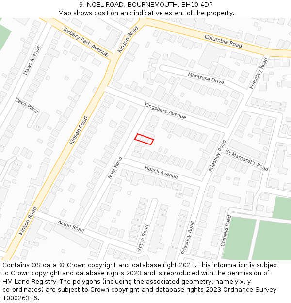 9, NOEL ROAD, BOURNEMOUTH, BH10 4DP: Location map and indicative extent of plot
