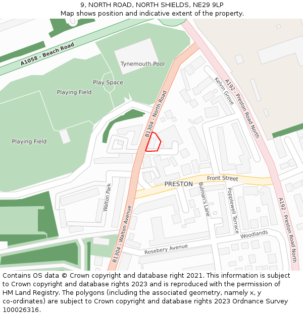 9, NORTH ROAD, NORTH SHIELDS, NE29 9LP: Location map and indicative extent of plot