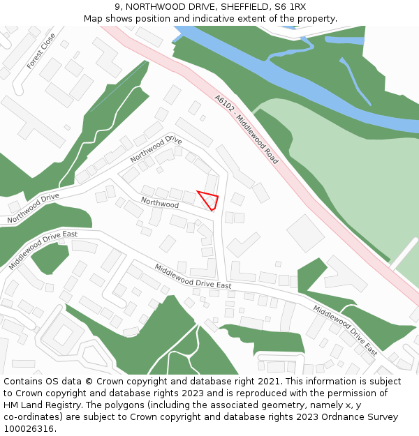 9, NORTHWOOD DRIVE, SHEFFIELD, S6 1RX: Location map and indicative extent of plot