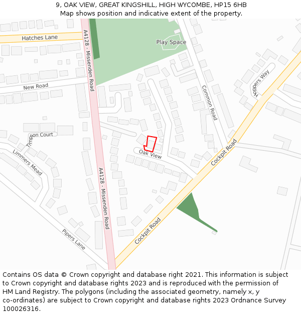 9, OAK VIEW, GREAT KINGSHILL, HIGH WYCOMBE, HP15 6HB: Location map and indicative extent of plot