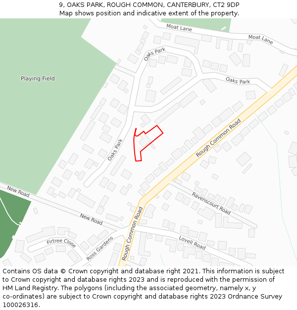 9, OAKS PARK, ROUGH COMMON, CANTERBURY, CT2 9DP: Location map and indicative extent of plot