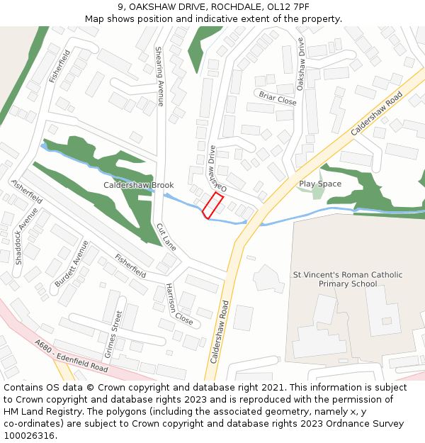 9, OAKSHAW DRIVE, ROCHDALE, OL12 7PF: Location map and indicative extent of plot