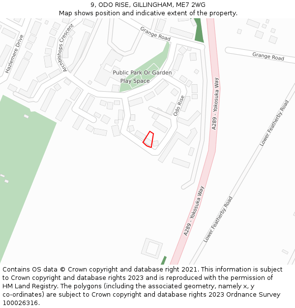 9, ODO RISE, GILLINGHAM, ME7 2WG: Location map and indicative extent of plot