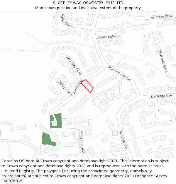 9, OERLEY WAY, OSWESTRY, SY11 1TD: Location map and indicative extent of plot