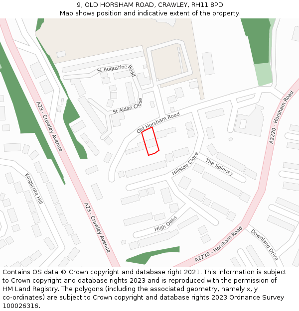 9, OLD HORSHAM ROAD, CRAWLEY, RH11 8PD: Location map and indicative extent of plot