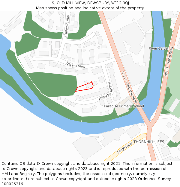 9, OLD MILL VIEW, DEWSBURY, WF12 9QJ: Location map and indicative extent of plot