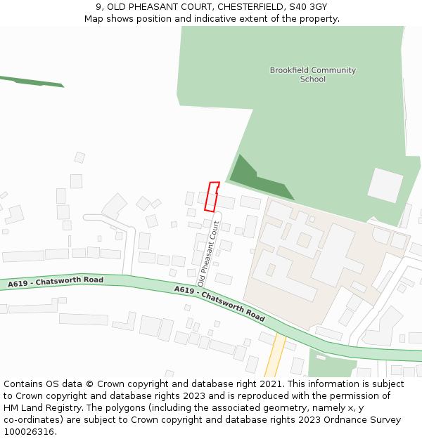 9, OLD PHEASANT COURT, CHESTERFIELD, S40 3GY: Location map and indicative extent of plot