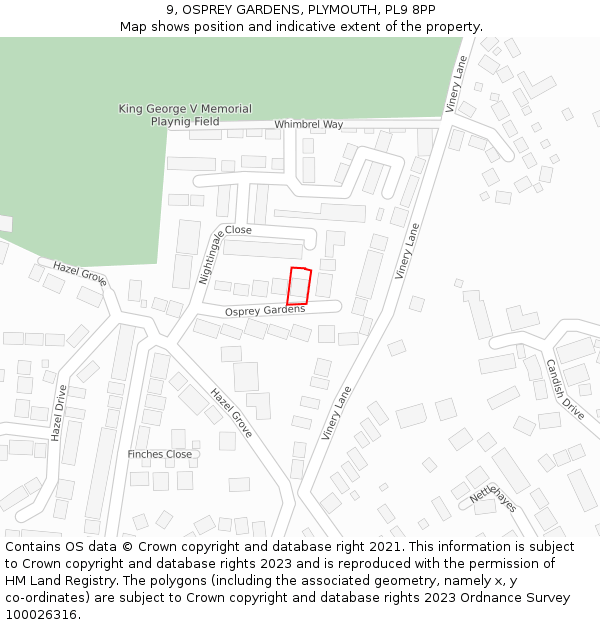 9, OSPREY GARDENS, PLYMOUTH, PL9 8PP: Location map and indicative extent of plot