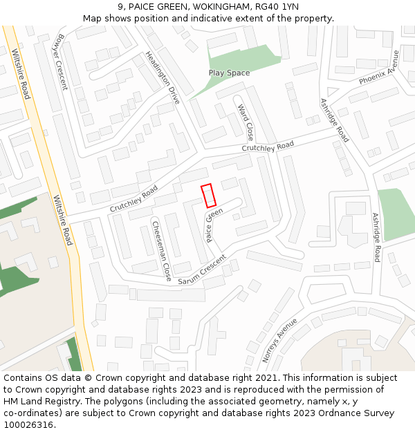 9, PAICE GREEN, WOKINGHAM, RG40 1YN: Location map and indicative extent of plot