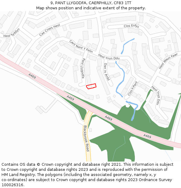 9, PANT LLYGODFA, CAERPHILLY, CF83 1TT: Location map and indicative extent of plot