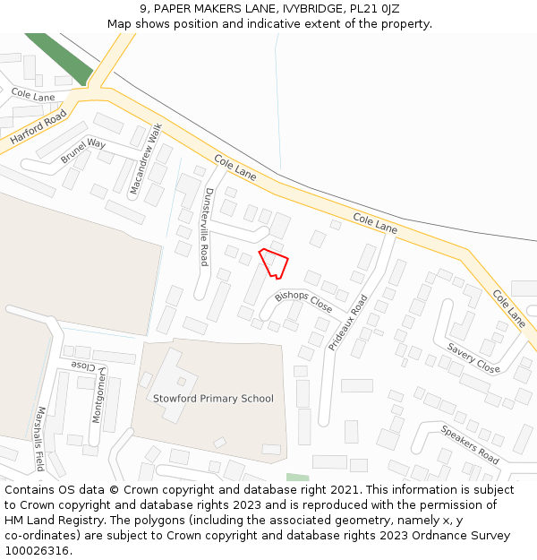 9, PAPER MAKERS LANE, IVYBRIDGE, PL21 0JZ: Location map and indicative extent of plot