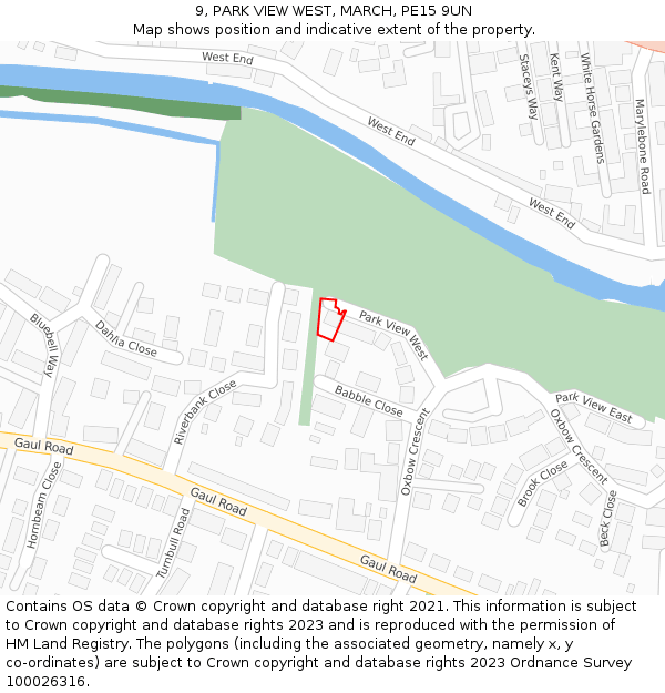 9, PARK VIEW WEST, MARCH, PE15 9UN: Location map and indicative extent of plot