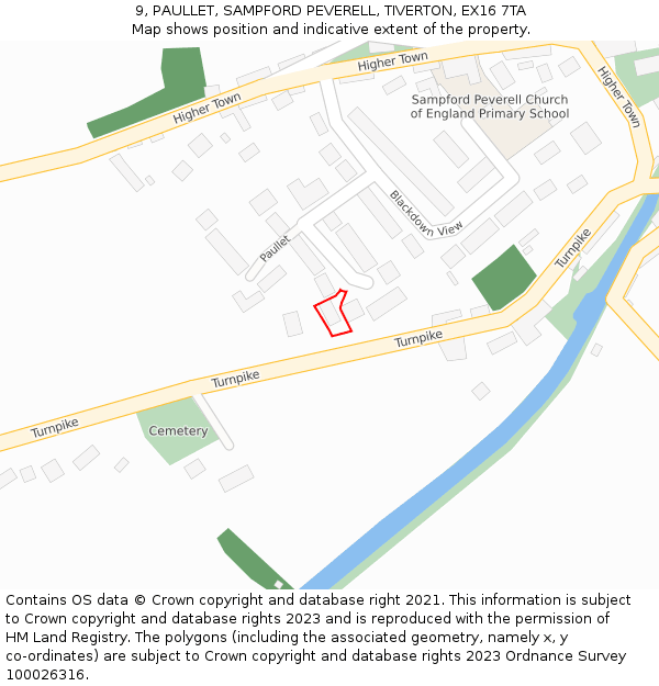 9, PAULLET, SAMPFORD PEVERELL, TIVERTON, EX16 7TA: Location map and indicative extent of plot