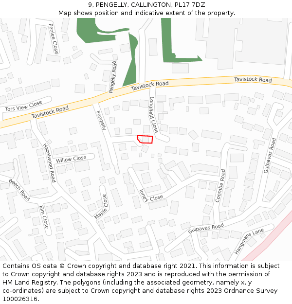 9, PENGELLY, CALLINGTON, PL17 7DZ: Location map and indicative extent of plot