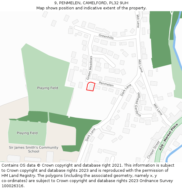 9, PENMELEN, CAMELFORD, PL32 9UH: Location map and indicative extent of plot