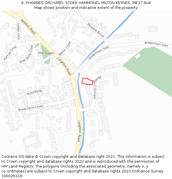 9, PHOEBES ORCHARD, STOKE HAMMOND, MILTON KEYNES, MK17 9LW: Location map and indicative extent of plot