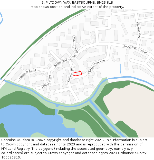 9, PILTDOWN WAY, EASTBOURNE, BN23 8LB: Location map and indicative extent of plot